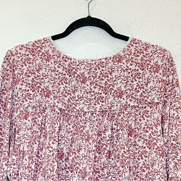 Eileen West Micromodal Floral Long Sleeve Nightgown in White/Red size Medium - Picture 4 of 11